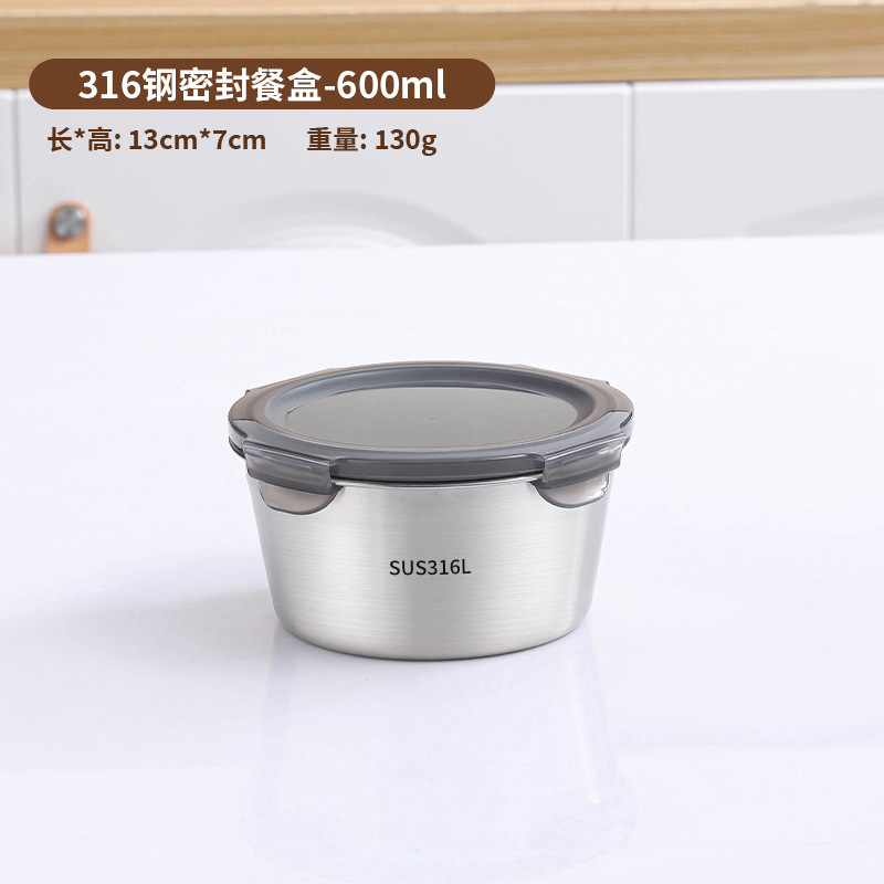 316 tazón de acero inoxidable sellado caja de almuerzo con cubierta yogur avena tazón de sopa doméstica portátil personal sin amistad estilo chino
