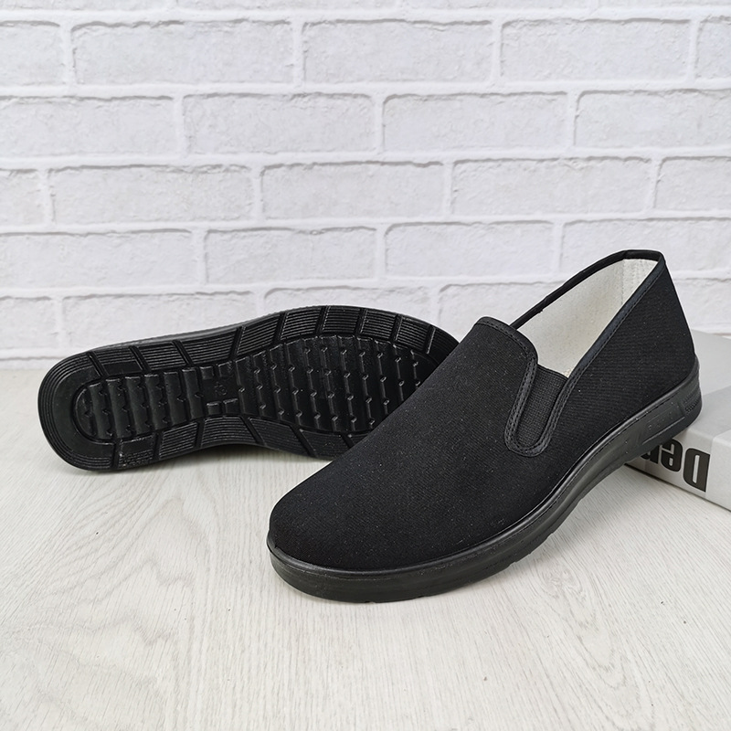 Primavera simple zapatos de tela antiguos de Beijing zapatos casuales de poliuretano para hombre zapatos de trabajo de hotel toalla de fase negra zapatos de papá de mediana edad
