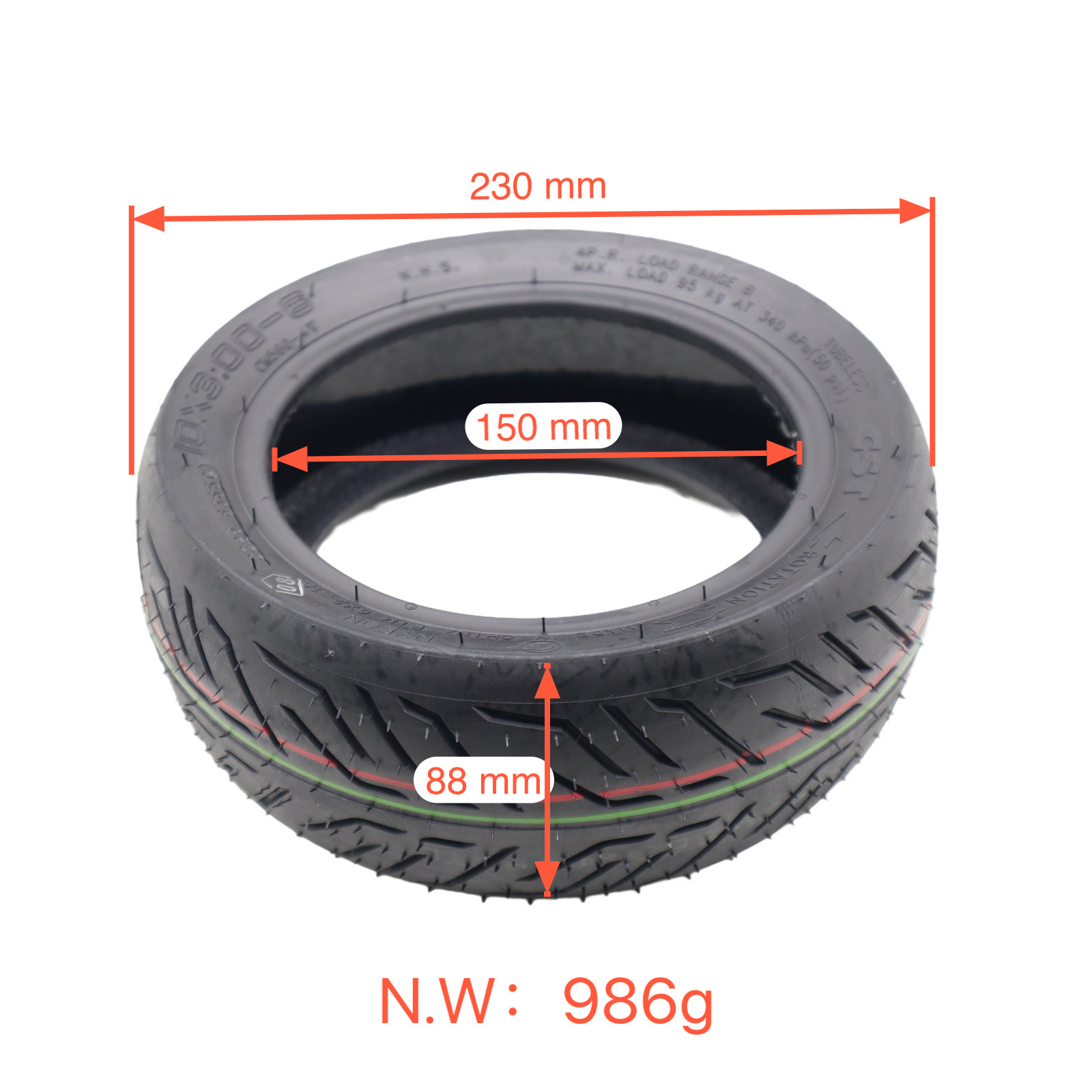 Zhengxin Cst10X3.00-6 Vacuum Tire 10-Inch 3.00-6 Electric Scooter Thickened Self-Repairing Vacuum Tire