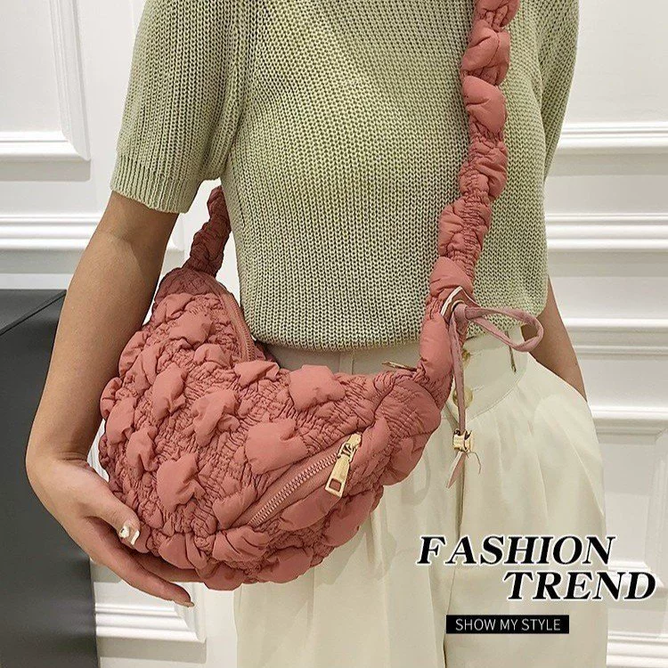 Нишевые корейские пузырьковые женские сумки с диким пуховым хлопчатобумажным сумочкой