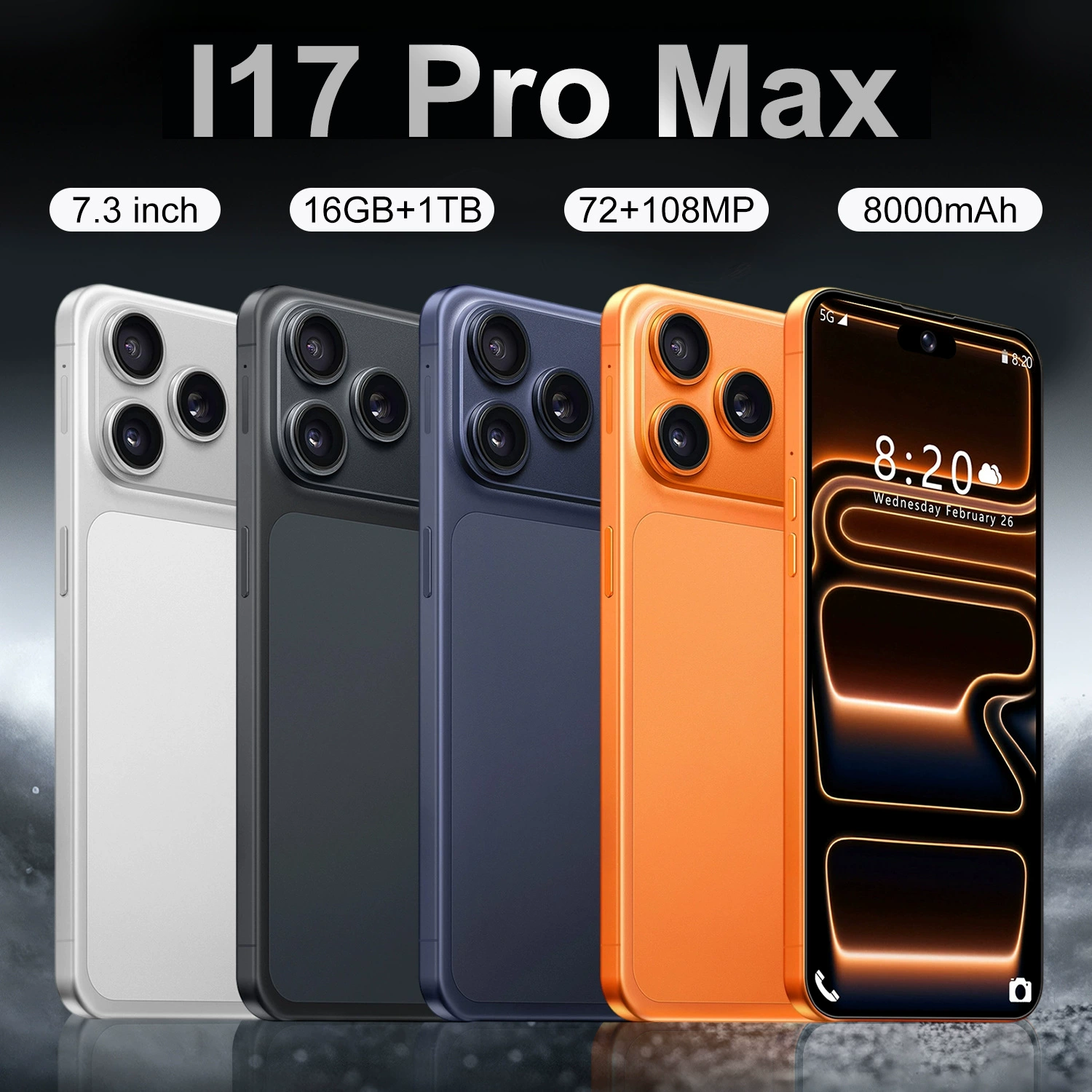 (Переходная торговля), смарт-мобильный телефон Dynamic Island, intel core i17, 17 pro max, 7.3 дюйма, Android