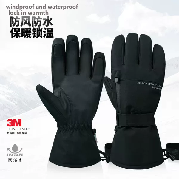 Five-Finger Double-Board Ski Gloves Winter Cold-Resistant 3m Thinsulate Cotton Outdoor Sports Amazon Wholesale Ski Gloves