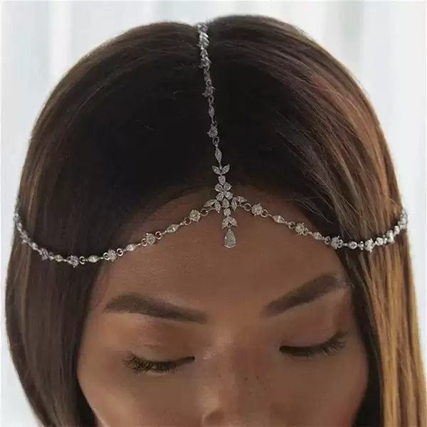 Cross-Border Popular Zircon Water Drop Eyebrow Pendant Bridal Headdress Exotic Style Full Diamond Hair Accessories Forehead Ornaments for Women Versatile