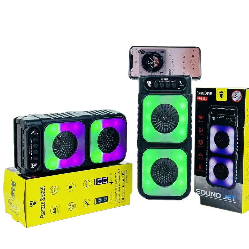 户外广场舞音响双喇叭大功率便捷低音炮家用RGB灯话筒K歌蓝牙音箱|undefined