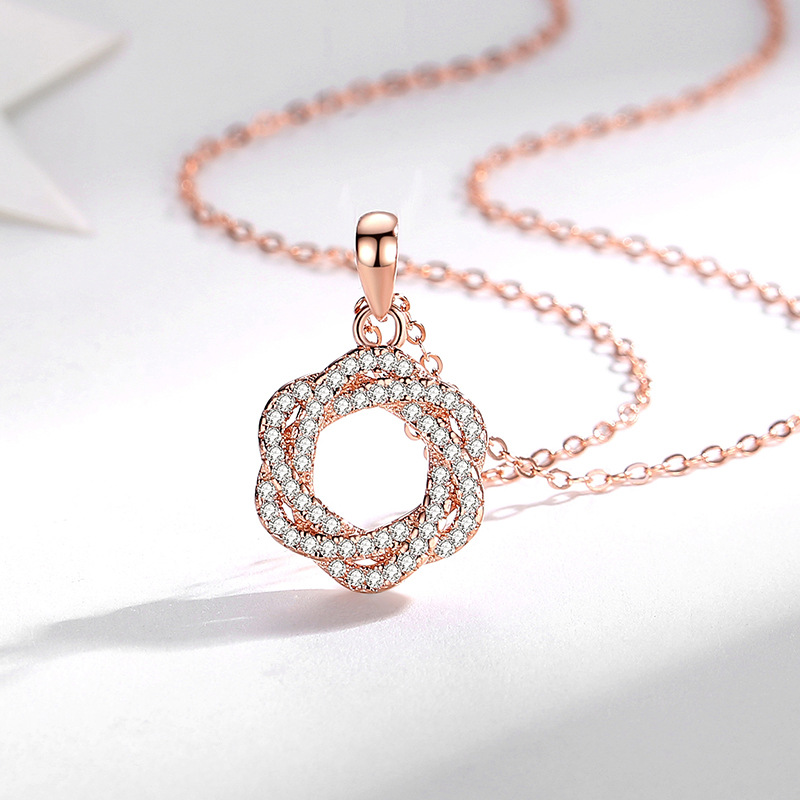 S925 plata esterlina europeo y americano transfronterizo collar transfronterizo guirnalda todo partido clavícula cadena completa diamante flor colgante clavícula cadena