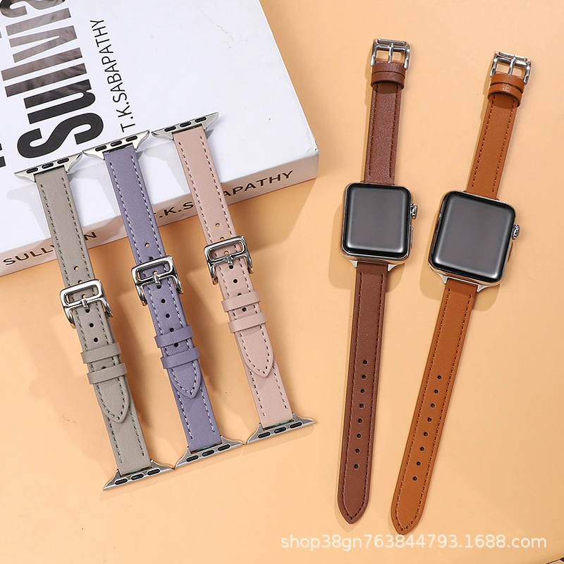 Apple Watch ремешок кожаный маленький пояс appleiwatch ультра8765432 тонкий ремешок трансграничный