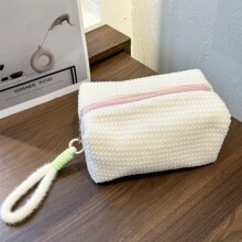 ins甜美少女糖果配色毛绒大容量化妆包 洗漱包旅行便携手拎小收纳