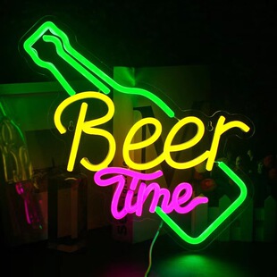Cross-Border Amazon Led Neon Light Beertime Cocktail Shape Bar Bar Glowing Wine Glass Bar Light