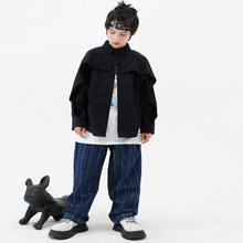 街舞儿童潮服嘻哈潮牌黑色衬衫表演套装男女童少儿hiphop演出服装