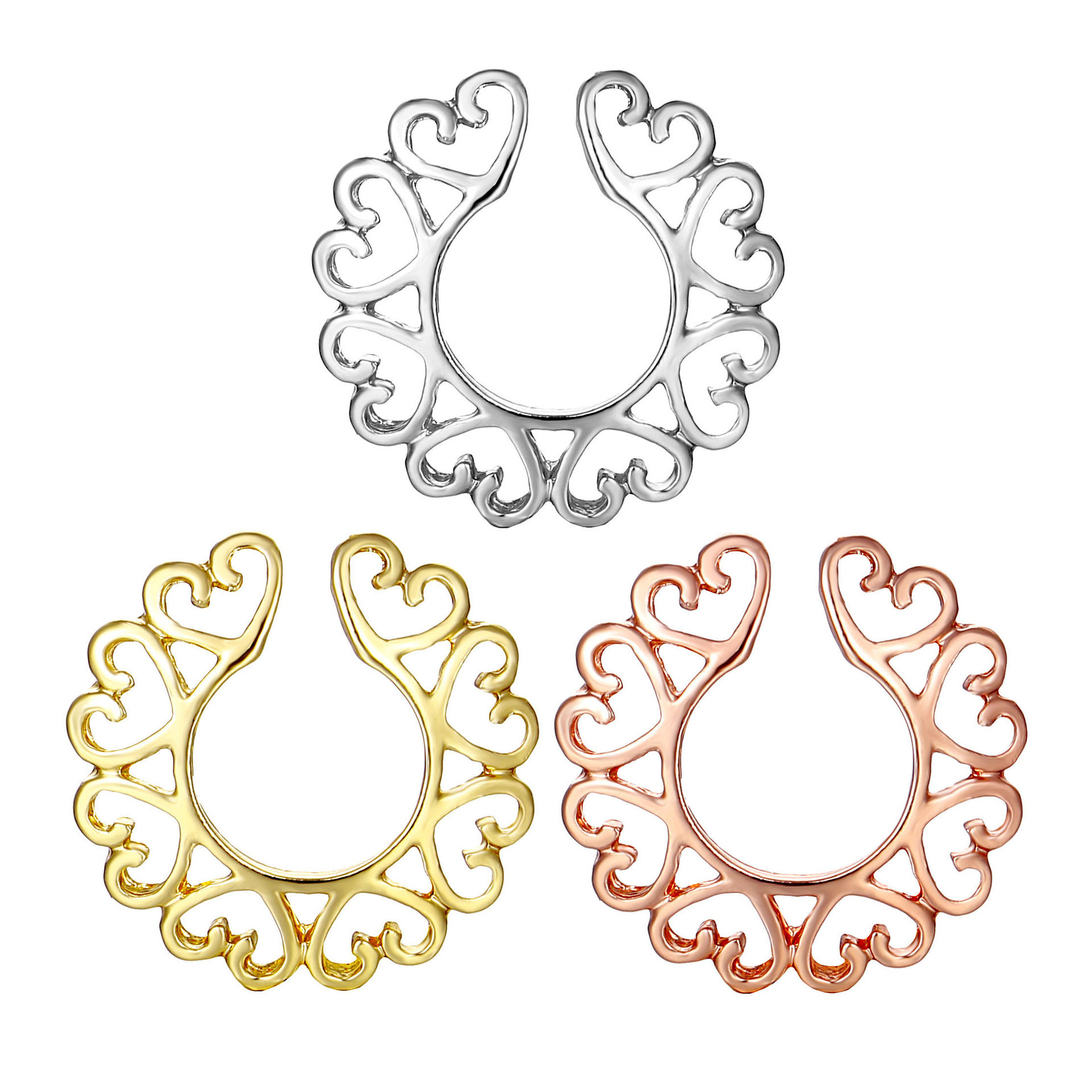 Multiple Heart-shaped Combination Poleless Fake Breast Ring display picture 1