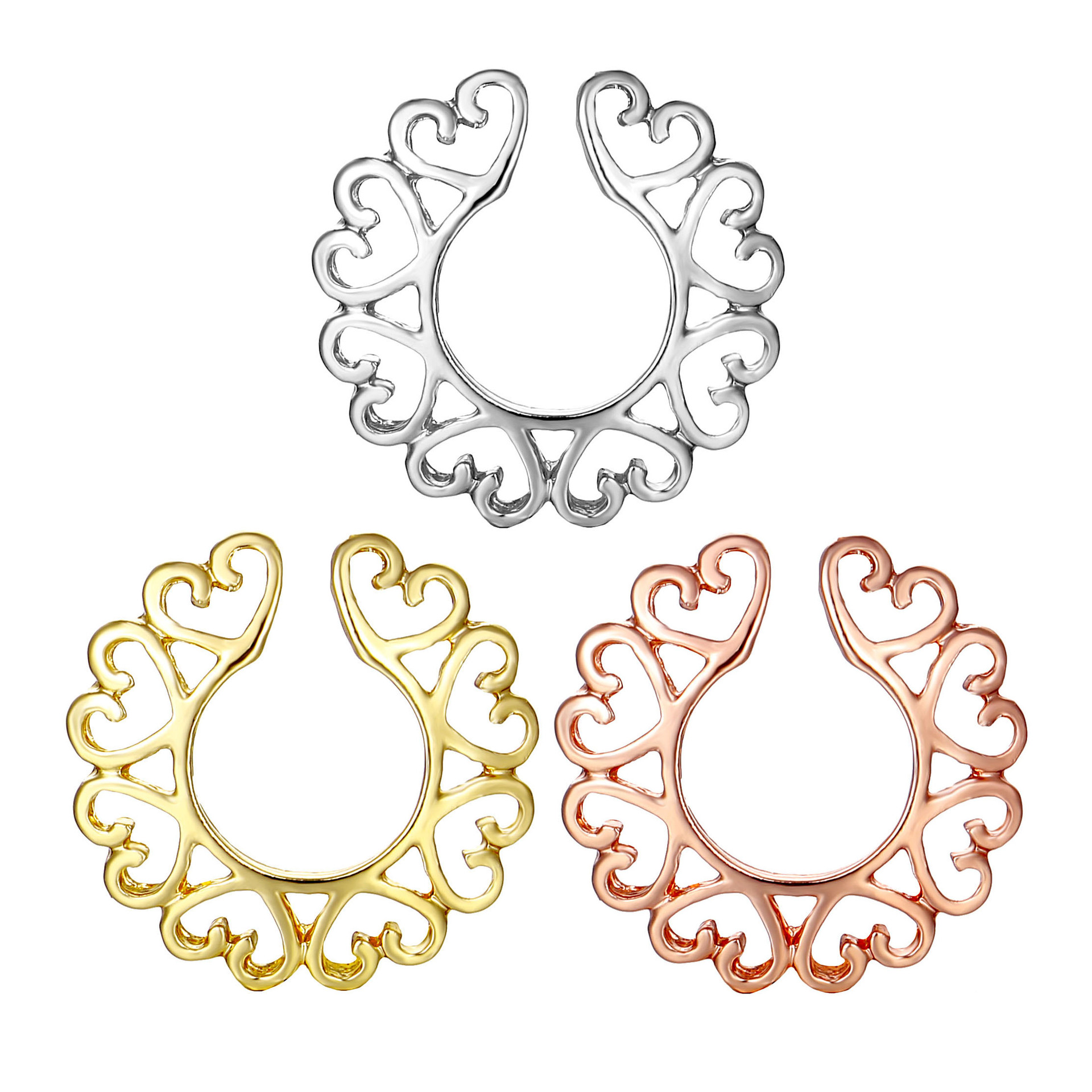 multiple heart-shaped combination poleless fake breast ring