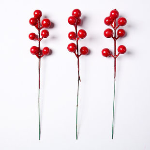 7 heads/12 Christmas fruit foam Red fruit Winter green fruit simulation red berries home decoration skewers wholesale