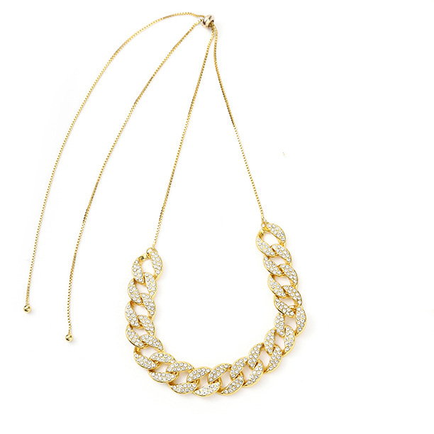 Joyería transfronteriza europea y americana elegante rhinestone cubano hebilla Collar para mujer dulce fresco apilado mariposa colgante collar