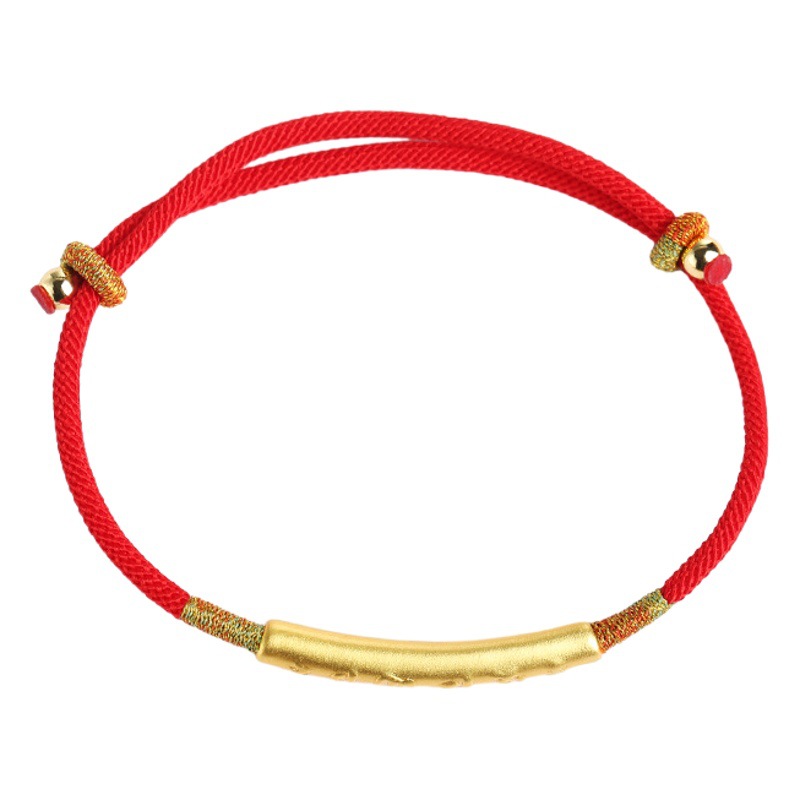 Dragón nudo seis palabras mantra pulsera 99 plata pura chapado en oro cuerda roja nudo chino tejido pulsera femenina Amazon Comercio exterior Venta caliente