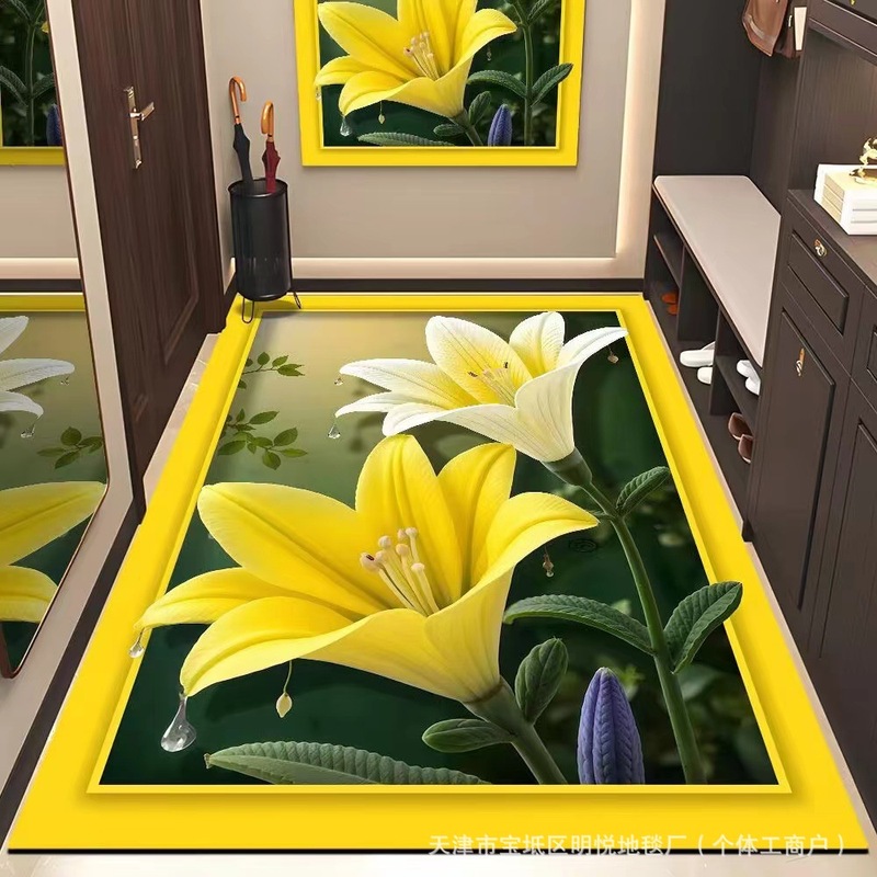 新しい 3D ビジュアル立体花珪藻泥リビングルームバスルームコーヒーテーブル出窓ノンスリップ吸収性フロアマットカーペット卸売|undefined