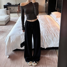 2025年新款秋冬宽松垂感阔腿长裤子美式运动休闲卫裤女裤女装批发