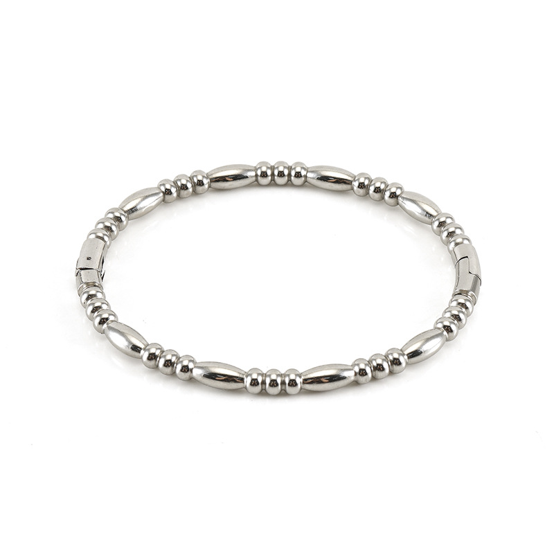 Cross-border 2023 Nuevo cono de oro cuentas de titanio acero liso pulsera nicho simple pulsera no se desvanece