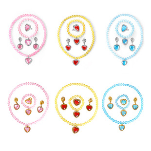 Spot Frozen Princess Elsa Jewelry Love Gem Necklace Bracelet Ring Earrings Four-piece Set
