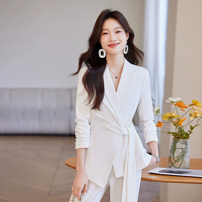 Autumn red fashionable classic suit jacket, set for work