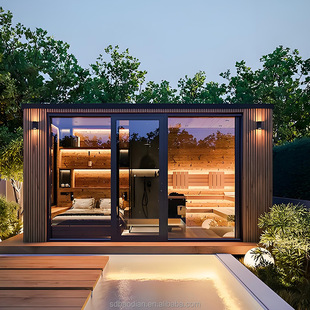Factory Sale Outdoor Luxury 4-6 People Cube Solid Sauna Wet Steam Modern Design Include Stove