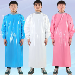 TPU Waterproof and Oilproof Coverall for Adults, Reverse Wearing Fish and Meat Slaughter Apron, White, Korean Style Backward Wearing Apron, Long-Sleeved Apron