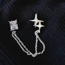 星芒流苏链条胸针方形锆石芒星衬衣领针防走光扣西装衣服配饰胸花