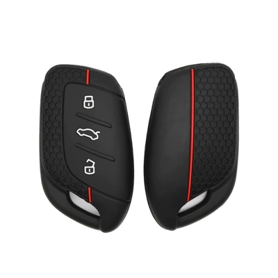 Suitable for MG Pilot 3 Key Car Key Case MG Roewe i5 Honeycomb Pattern Silicone Car Key Case (Static Rod/Key Bag) - black-red-line