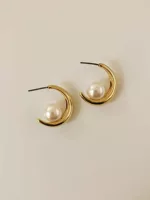 Кореальные серьги из серебра 925 с крупной жемчужиной и дизайном луны, стиль Heavy Ins