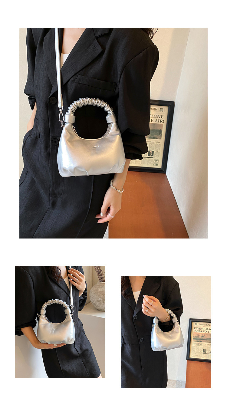 Texture Handheld Wrinkled Dumpling Bun Korean Version Ins Simple and Versatile Shoulder Bag 2024 Niche Design Crossbody_voghion.com