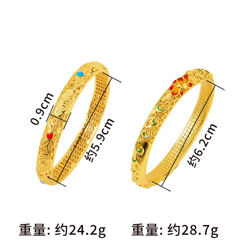 Vietnam oro hueco hebilla pulsera Lotus Plum Blossom corte patrón de las mujeres temperamento retro fábrica al por mayor