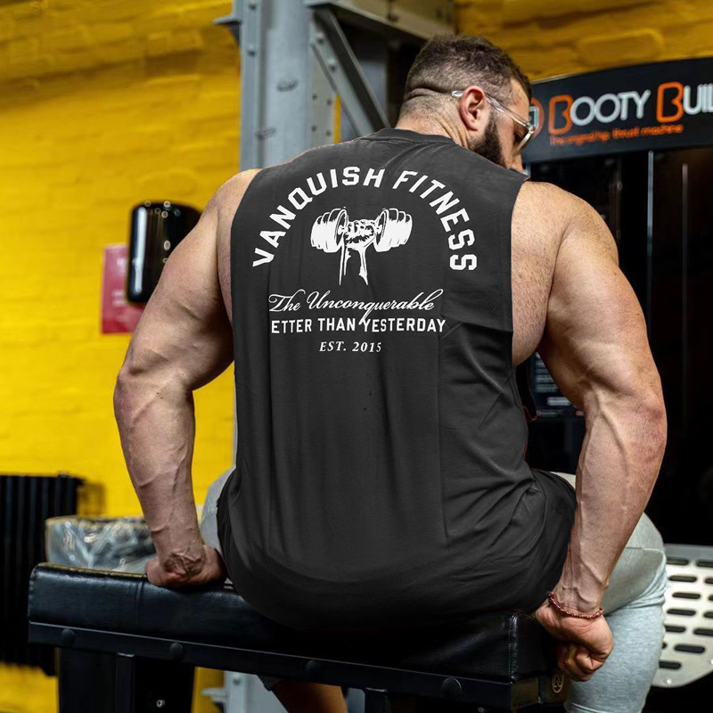 VANQUISH men's vest summer new gym sports leisure cotton round neck sleeveless T-shirt
