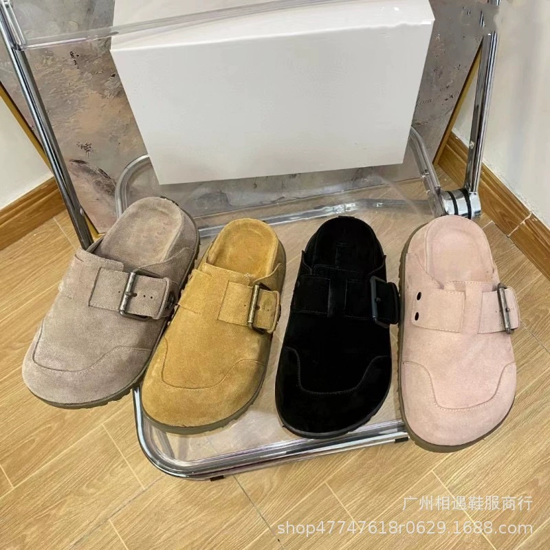 Birkenstock NW тапочки с головой волка из нубука, полупакет, увеличивающая верхняя одежда, без шнуровки, ленивая повседневная цельная обувь, Прямая доставка