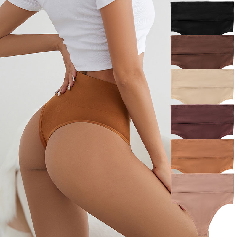 Seamless, Comfortable, Skin-Friendly, Thin, Breathable Sports Underwear, Sexy T-Shaped High-Waisted Large Size Pure Cotton Crotch Women's Thong
