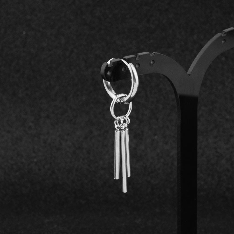 Hip-hop simple pendientes punk ins pendientes personalidad masculina creativa sin agujeros de orejas tres barras rectas columna cuadrada