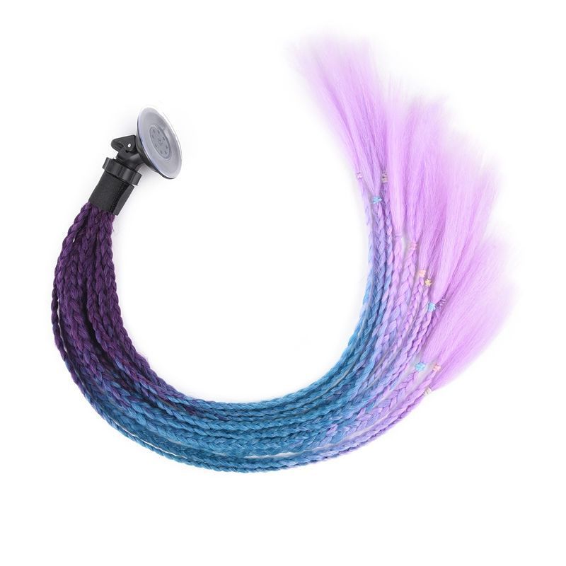 Casco de Motocicleta con Decoración de Peluca Colorida, Trenzas, Doble Cola de Caballo, Estilo Motero, con Ventosa, 60 cm