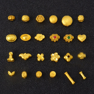 18K Gold Handmade ancient gold beads back Cloud beads loose beads diy accessories hand string with beads beaded material accessories