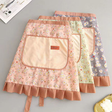 半身围腰可擦手大口袋围裙耐磨透气厨房家用餐厅工作服女款半腰