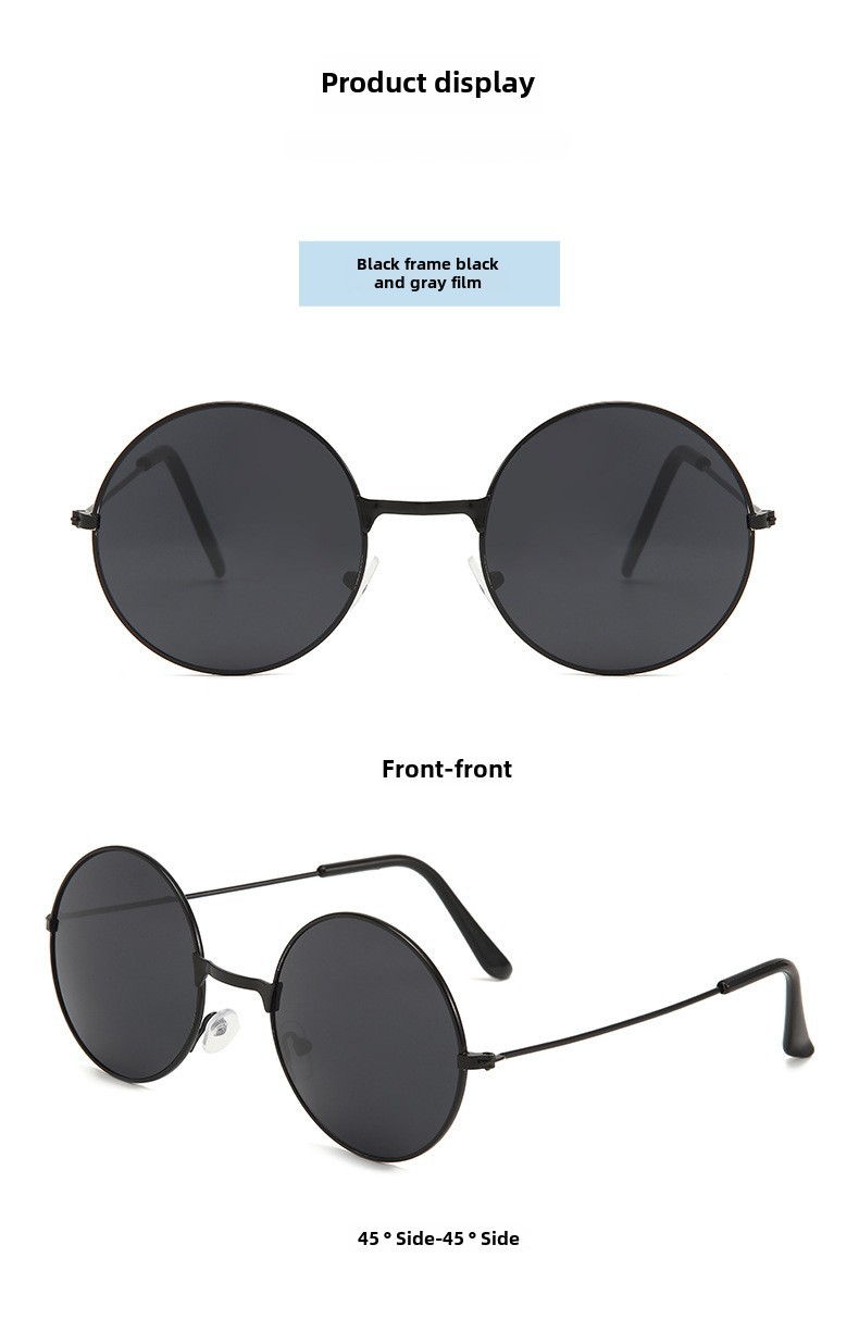 Retro Runde Metall Sonnenbrille Sonnenbrille Neue Unisex Flache Brille Farbe Marine Brille Großhandel_voghion.com
