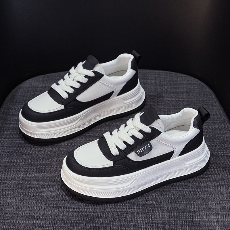 Women's White Platform Trainers Breathable Lightweight Sneakers_voghion.com