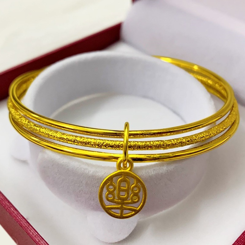 Three Layer Circle Bangle Bracelet Gold Plated Brass Jewelry_voghion.com