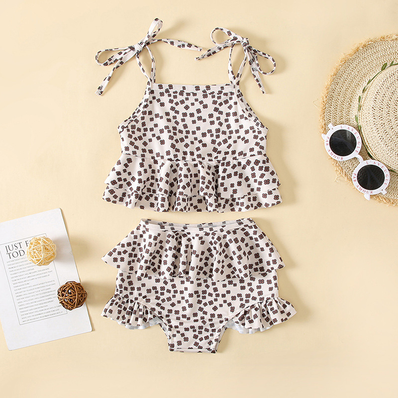 Traje de baño de dos piezas de bikini de estilo coreano para niñas ins verano correa de bebé traje de baño de una pieza sling + pantalones