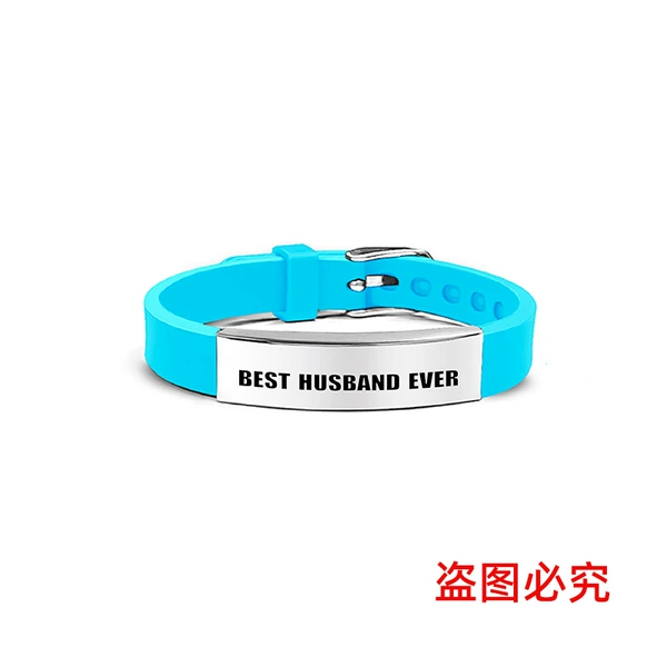 Blue silicone silver bracelet