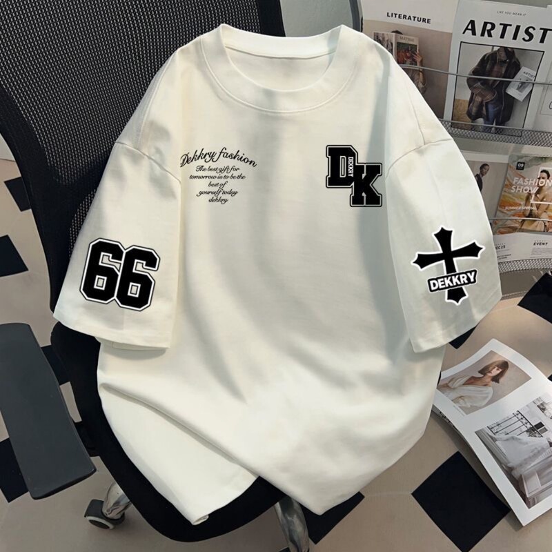 Heavy Weight Summer Design Pure Cotton Short-Sleeved T-Shirt Loose Casual Couple Half-Sleeved Tops for Men and Women Ins Heavy Weight Summer Design Pure Cotton Short-Sleeved T-Shirt Loose Casual Couple Half-Sleeved Tops for Men and Women Ins