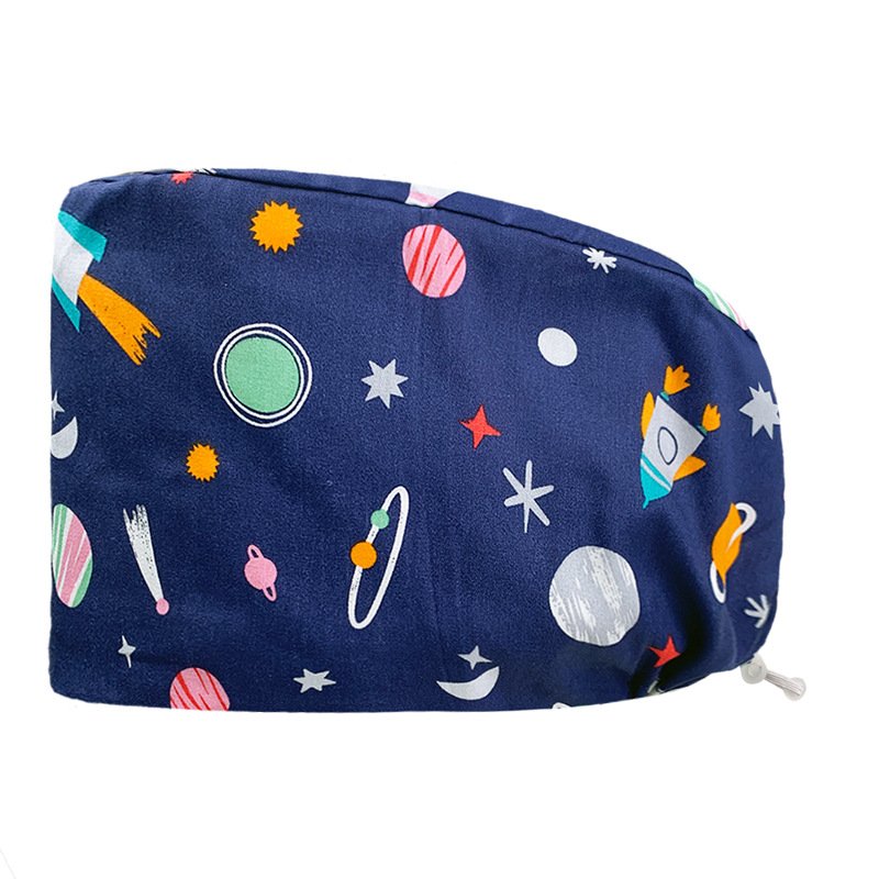 Pareja de dibujos animados lindo impreso puro algodón oral belleza médico tapa de trabajo tapa quirúrgica tapa de la enfermera de la sala de operaciones femenina