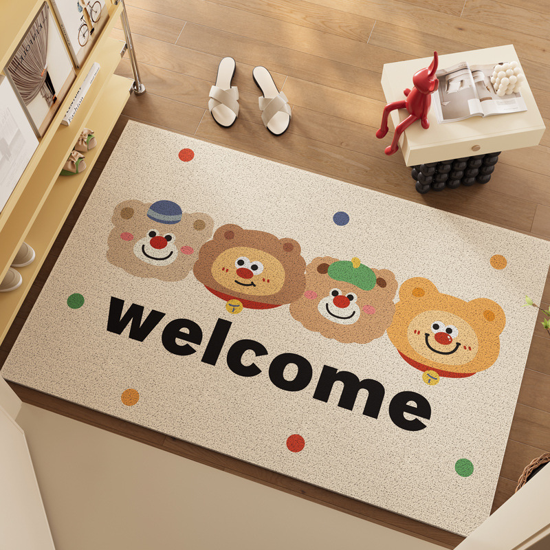 Cartoon Silk Ring Entrance Floor Mat High-grade Water Absorbent Dirt-resistant Entrance Balcony Dust Removal Wear-resistant Foot Mat Door Carpet