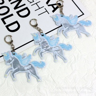 Factory Direct Supply Pvc Reflective Pendant Safety Colorful Keychain Reflective Jewelry Pony Cute Cartoon Pendant