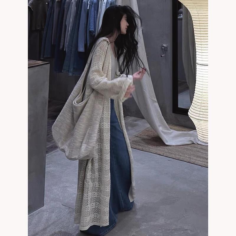 Designed Jacket, Woolen Bohemian Mesh Hollow Sunscreen Thin Women's Lazy Style Outer Knitted Cardigan