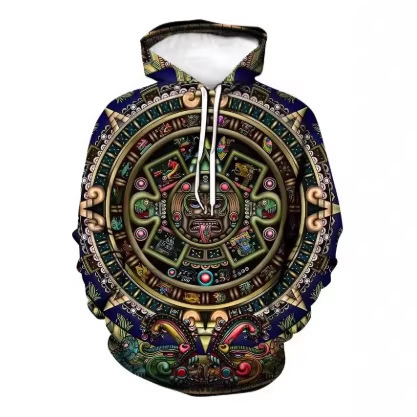 Autumn New Trendy Thick Men's Mexican Aztec Hooded Sweatshirt with Ancient Mexican Totem 3D Printed Sweatshirt Autumn New Trendy Thick Men's Mexican Aztec Hooded Sweatshirt with Ancient Mexican Totem 3D Printed Sweatshirt