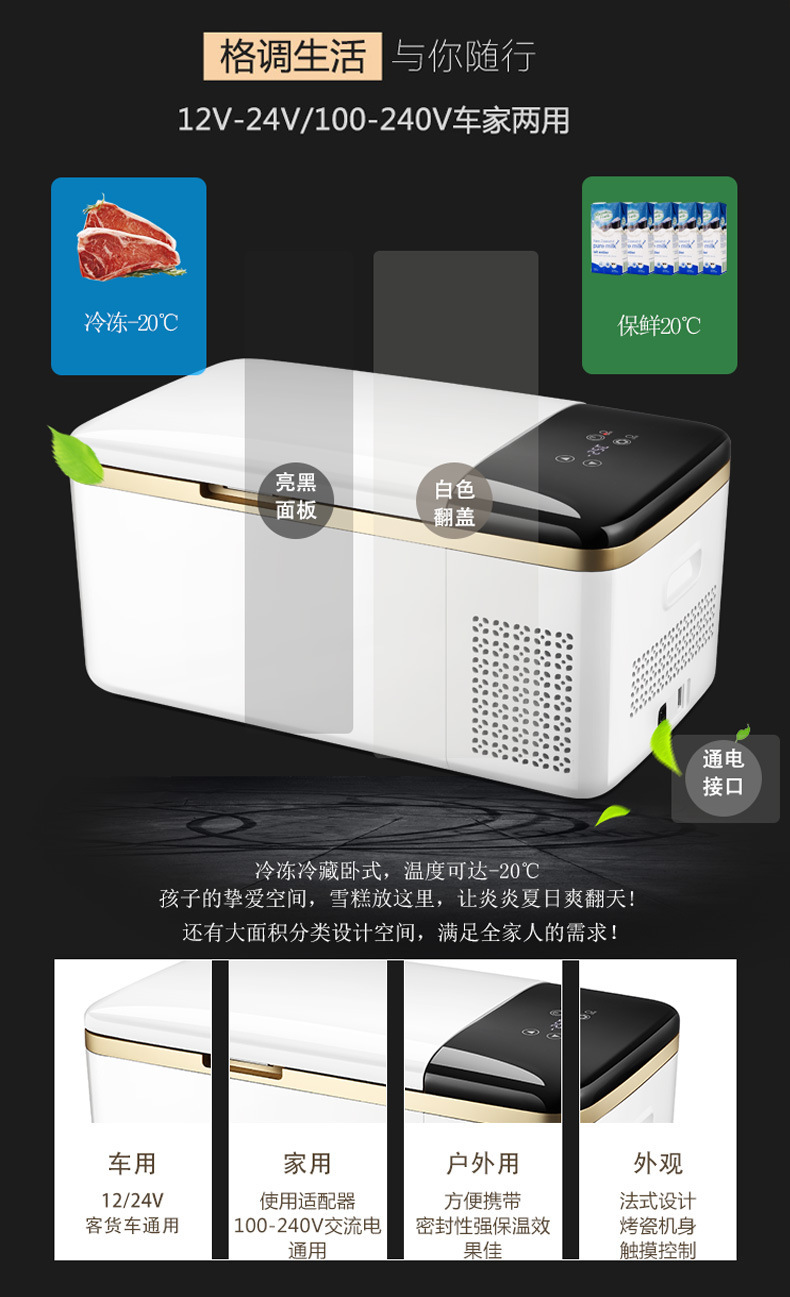 Car Refrigerator, Outdoor Small Refrigerator, Cooler Box, Commercial Ice Box, Portable, Special for Stalls, Car, Truck