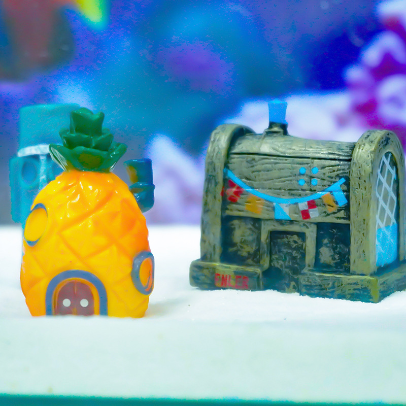 Mini acuario berserk completo, adorno sumergido, casa de piña de dibujos animados, PVC, no se puede romper, tanque de evitación de peces y camarones de acuario